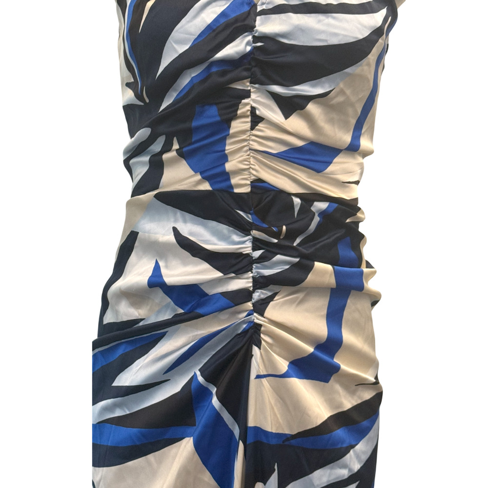 NEW WHITE HOUSE BLACK MARKET WHBM BAY PALMS ECRU SATIN HALTER CINCH MIDI DRESS 8 - Picture 7 of 11